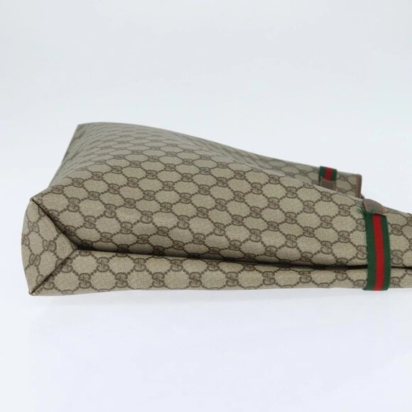GUCCI GG Supreme Web Sherry Line Tote Bag PVC Beige Gold - Picture 5 of 16